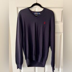 Polo Ralph Lauren Blue Merino Wool Slim Fit V-neck Sweater, XL - Men’s